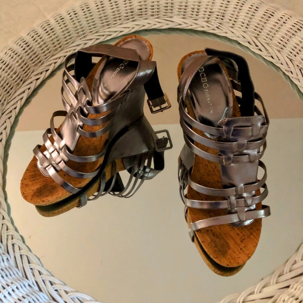 BCBGeneration Silver Strappy Sandals